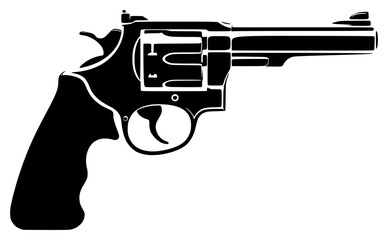 revolver on a transparent background, black, gun, icon, picture, silhouette 