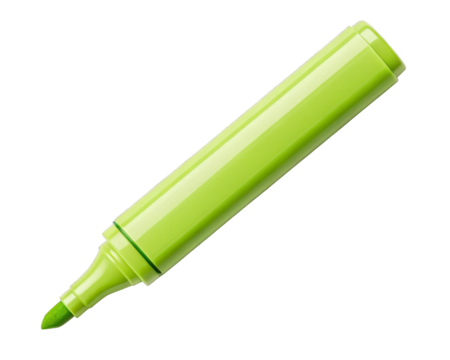 Green Highlighter isolated on a transparent background.
