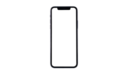 Sleek, black smartphone with a screen surrounded by a thin bezel against a stark background