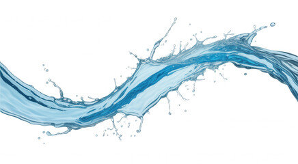 Dynamic blue water splash with droplets against transparent background black background liquid fluid