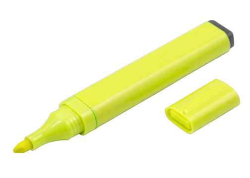 Yellow Highlighter isolated on a transparent background.