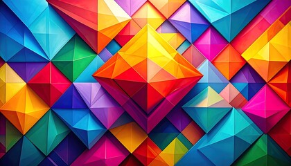 Colorful Abstract Geometric Pattern with Vibrant Triangles and Diamond Shapes.