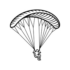 Illustration of a person paragliding, , simple design