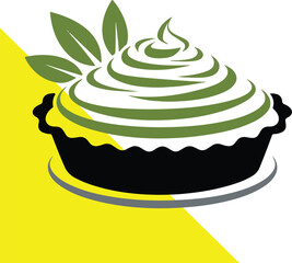 A delicious looking matcha flavored cupcake with green leaves on top