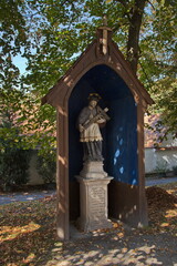 Statue of Saint Johann von Nepomuk in Zlata Koruna, Cesky Krumlov district,Czech republic,Europe
