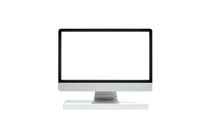 Fototapeta premium Sleek modern computer display with bright screen against a black background, straight on