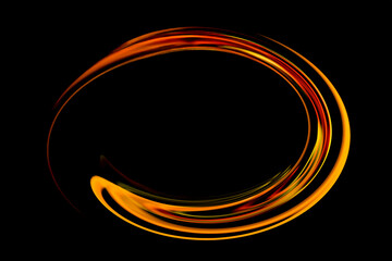 黒背景の中の黄色と赤色の光の渦のグラフィック