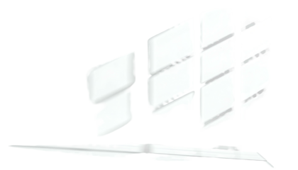 Abstract white shapes, stacked & angled, with a long horizontal element against black