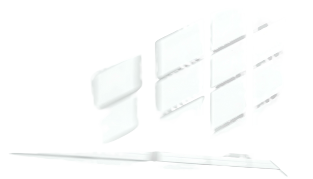 Abstract white shapes, stacked & angled, with a long horizontal element against black