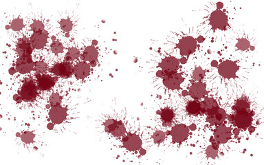 Blood splatter, a collection of blood stains with varying sizes scattered across the surface, creating a visual texture 