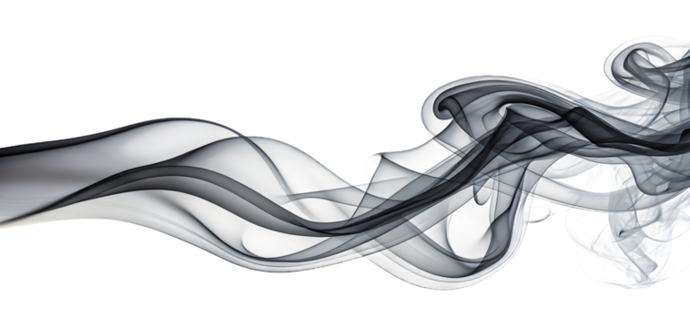 Black colored modern design smoke, steam isolated on white or transparent background