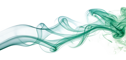 Green colored modern design smoke, steam isolated on white or transparent background