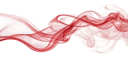 Red colored modern design smoke, steam isolated on white or transparent background