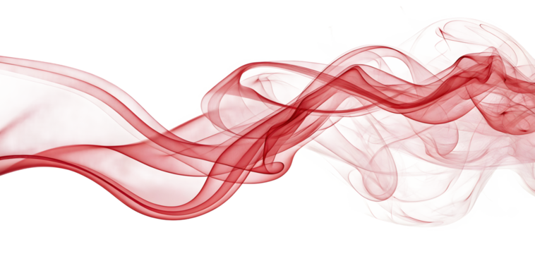 Red colored modern design smoke, steam isolated on white or transparent background