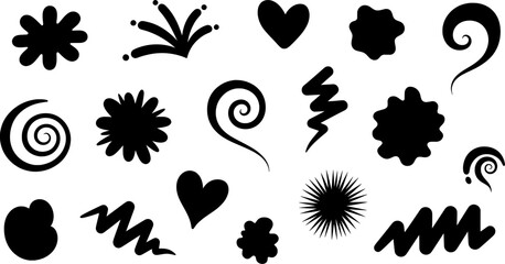 Obraz premium Collection of abstract design elements in black. Vector shapes set.