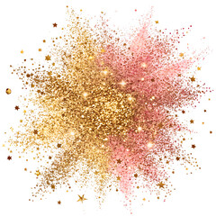 Pink and Gold Gradient Glitter Explosion, Transparent PNG