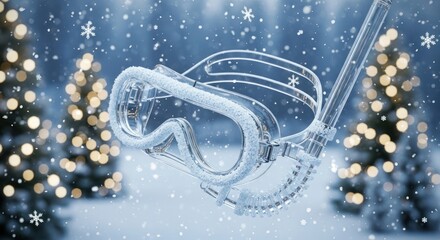Winter Holiday Getaway: Snorkel gear with Christmas trees and snowflakes