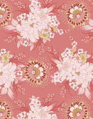 Classic Popular Flower Seamless pattern background - For easy making seamless pattern use it for filling any contours