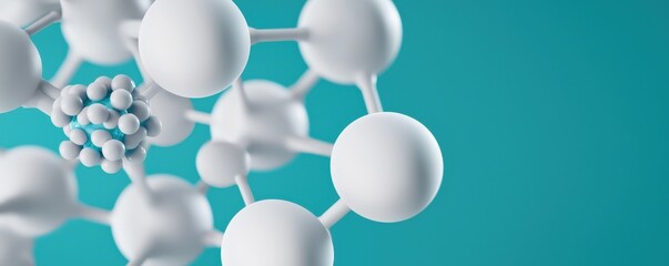 Vaccines prevention distribution concept. Molecular structure on a turquoise background.