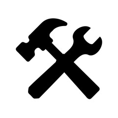 Simple illustration of a hammer and wrench crossed representing tools and repair