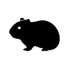 Silhouette of a Guinea Pig Side View in Black and White Style