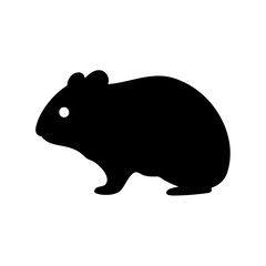 Black silhouette of a resting guinea pig on a white background