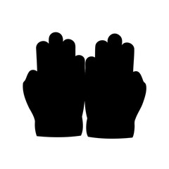 Silhouette of two hands with finger extensions isolated on white background