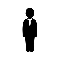 Silhouette of a person in a suit with a tie presentation