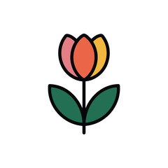 Colorful Minimalist Tulip Flower Vector