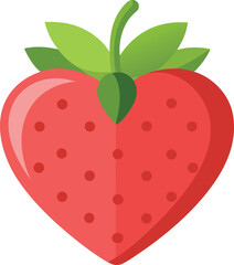 Fototapeta premium Vector art of a red strawberry with green leaves