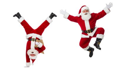 Funnyh santa claus jumping isolated on white