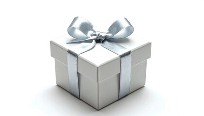 Obraz premium Gift box sits isolated on white. Presents classic, elegant design for marketing, web, promotion.