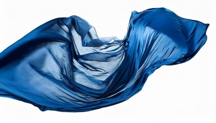 dark blue silk cloth flying cut out on transparent