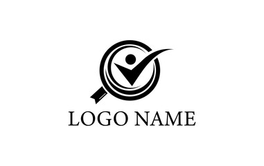 Professional Logo Design with Magnifying Glass and Checkmark — Modern Search, Verification, and Business Branding Vector. technology companies, SEO services, business consultants, quality assurance