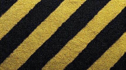 Close up of black and gold diagonal stripes on textured fabric