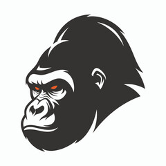 Fototapeta premium A stylized illustration of a gorilla's head, showcasing intense, focused eyes.