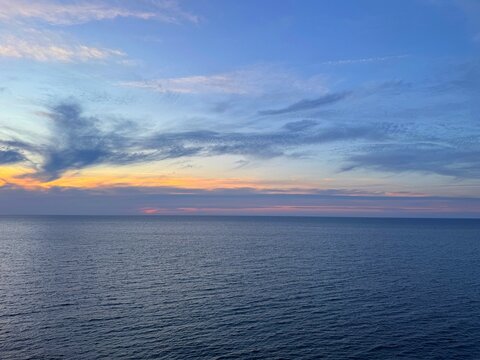 Calm sea and dusk sky.