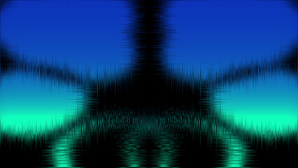 Obraz premium Abstract Symmetrical Glitch Background With Blue And Cyan Gradient On Black
