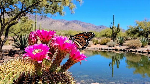 cactus landscape butterfly flower lake grass forest nature cloud hill 