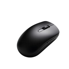 Black Wireless Computer Mouse Close Up on White Background