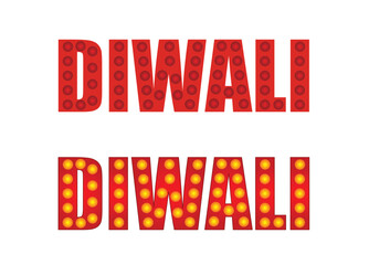Creative illuminated Diwali typography with glowing festive lights and vibrant style