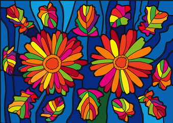flower colorful stained glass background illustration vector