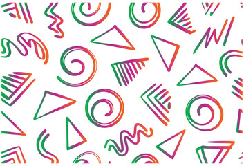 Colorful Hand Drawn Geometric Doodle Pattern Vector Background Design