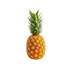 Fresh Ripe Pineapple with Green Leaves Isolated on White Background