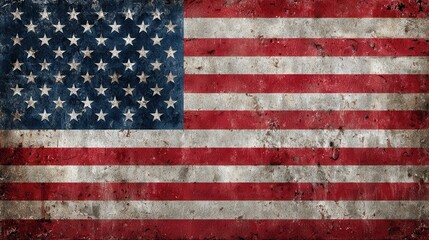 Distressed american flag with a vintage, weathered texture and patriotic symbolism