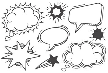 Black and White Comic Speech Bubble and Pop Art Explosion Vector Set