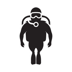 scuba diver vector silhouette clip art logo design illustration