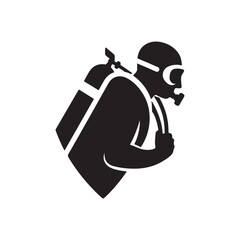 scuba diver vector silhouette clip art logo design illustration