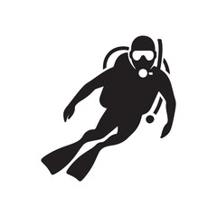 scuba diver vector silhouette clip art logo design illustration