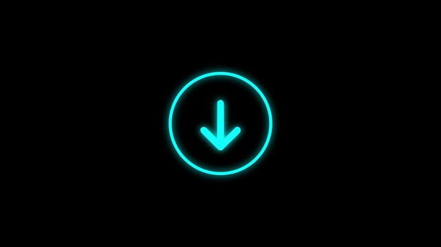 downloading icon in circle with arrow animated, download arrow moving down animation.  Updated and loaded animation.